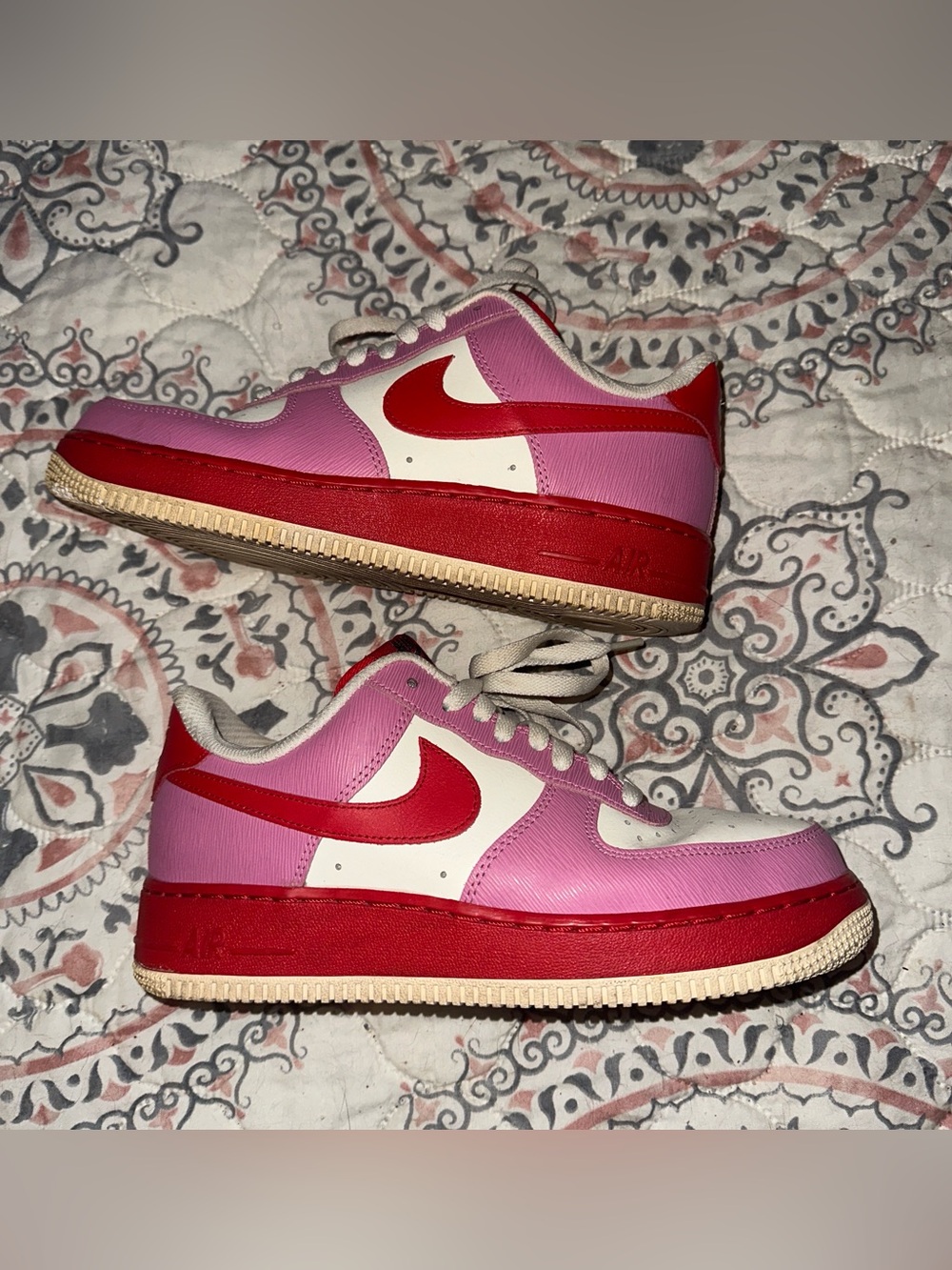 Nike Pink, Red & White Low-Top Sneakers